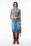 Alexander Wang heather grey grey wool-blend hotfix polo cardigan