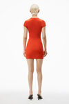 Alexander Wang fiery red short-sleeve loungewear dress in ribbed cotton