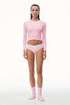 Alexander Wang light pink long-sleeve tee in ribbed cotton jersey