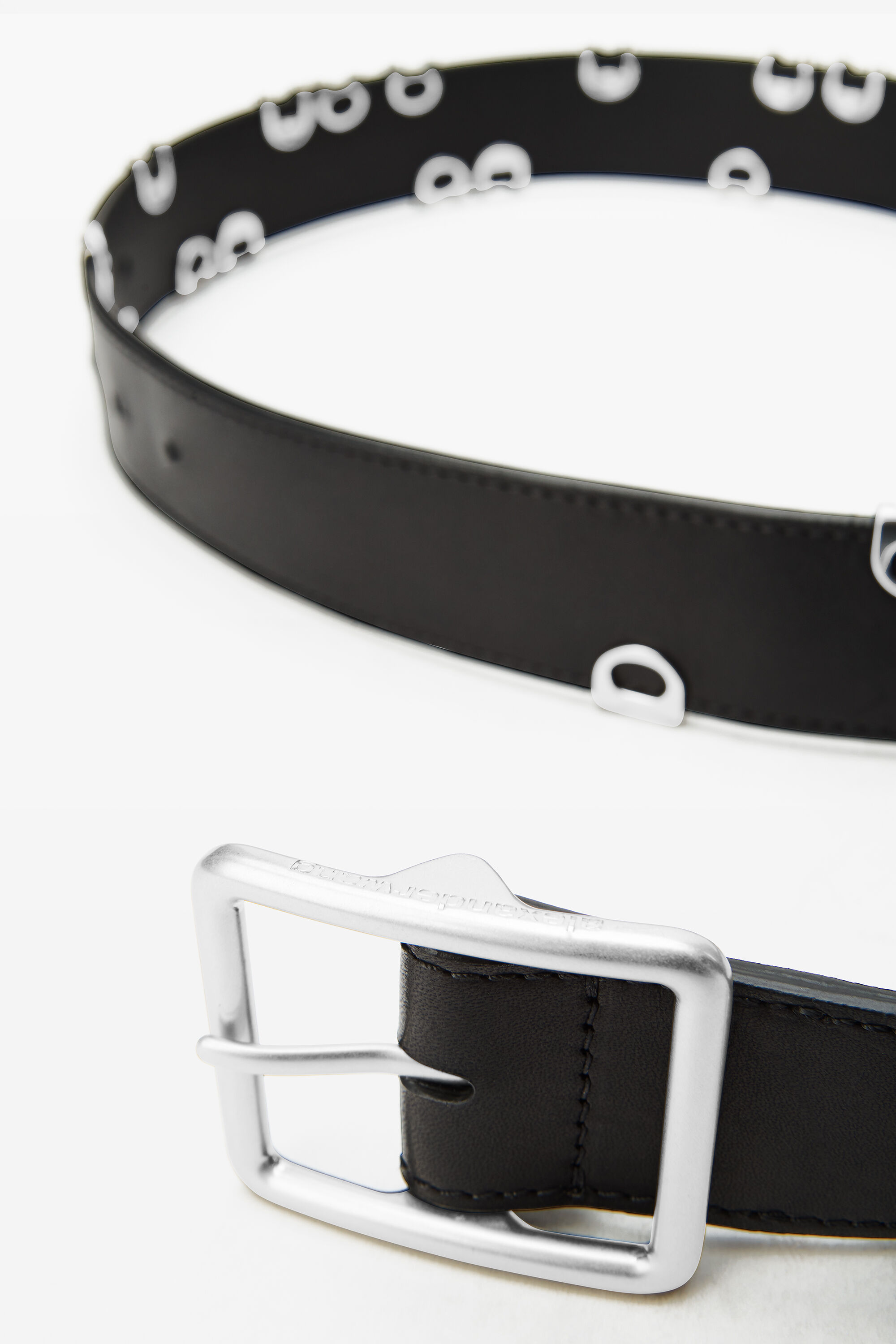 Black Leather Belt with Hardware in BLACK | alexanderwang®