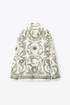 alexander wang money print blouse in heavy silk twill ivory/green
