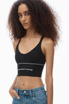 Alexander Wang black logo elastic bra in ribbed jersey