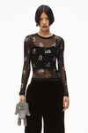 alexander wang pouch rabbit in rete con strass white/black
