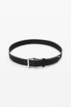 Alexander Wang black/silver 皱褶皮革细拉链腰带