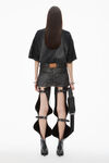 Alexander Wang washed black crystal hotfix mini skirt in cotton denim
