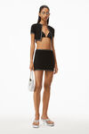alexander wang crystal trim mini skirt in compact nylon black