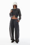 Alexander Wang washed black black cotton terry shrunken cardigan
