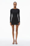 Alexander Wang black crystal hotfix long-sleeve loungewear minidress
