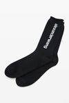 Alexander Wang black logo sock in cotton terry