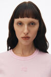 alexander wang puff logo shrunken tee in cotton jersey soft candy pink