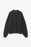 Alexander Wang charcoal melange crystal hotfix crewneck pullover in wool-cashmere
