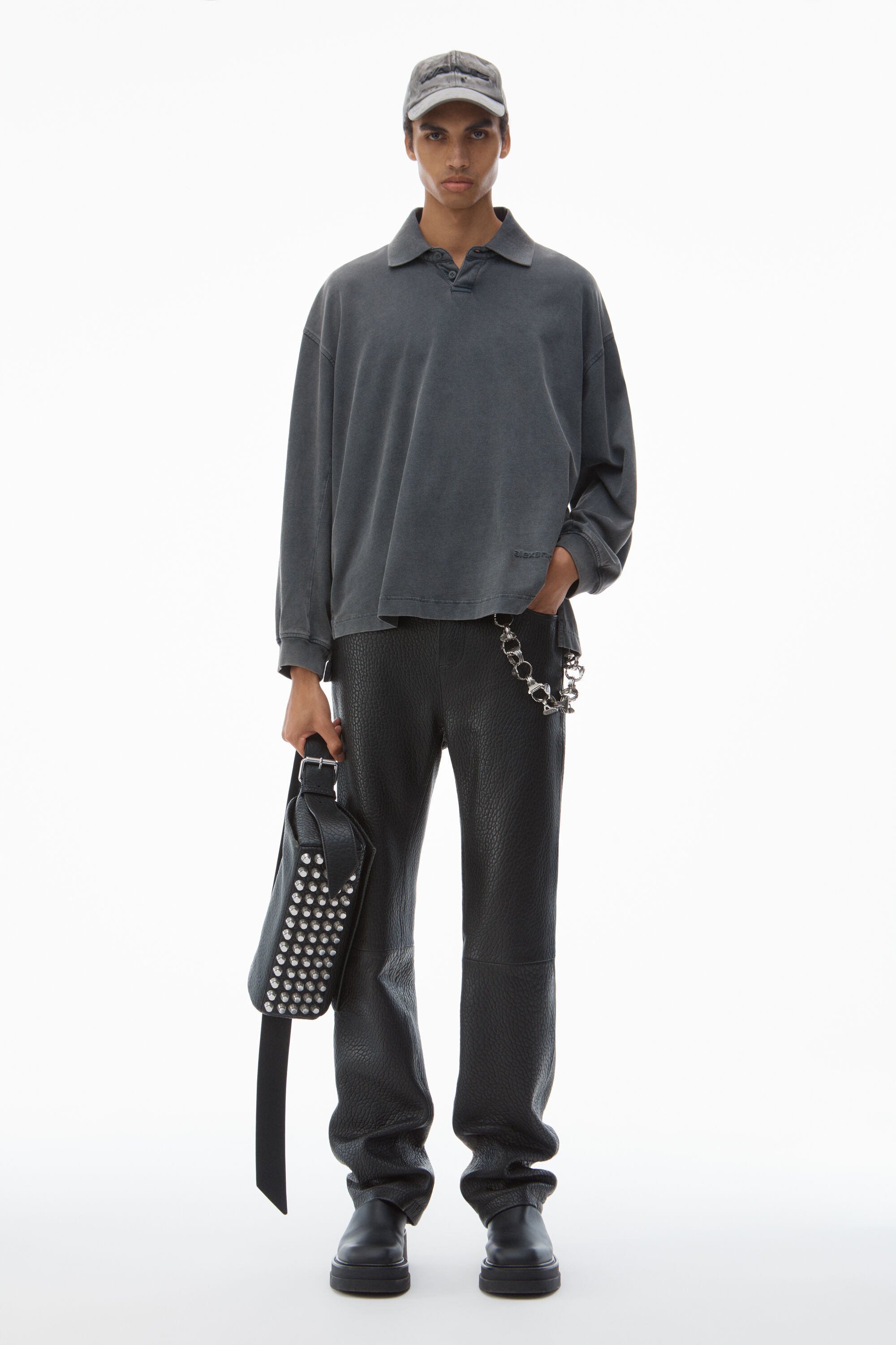 AlexanderWang コットンジャージー ロングスリーブ ポロシャツ alexanderwang アレキサンダーワング メンズ コットンジャージー