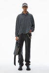 Alexander Wang vintage grey 棉质平纹针织布男士长袖 polo t 恤