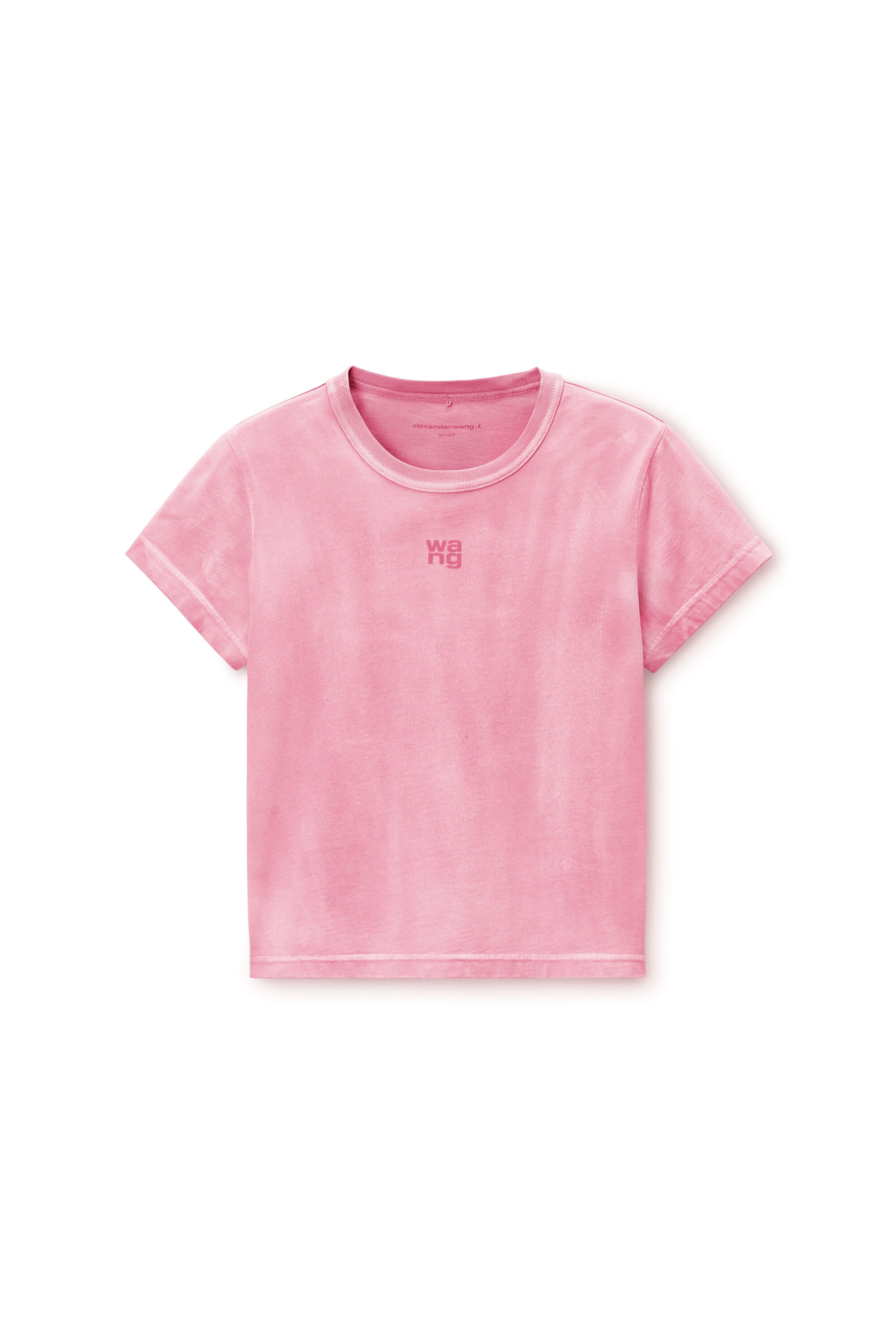 alexanderwang クロップドTシャツ　ピンク　xxs logo shrunken tee in compact jersey in ACID CANDY PINK