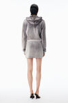 Alexander Wang titanium shrunken hoodie in crystal hotfix velour