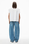 Alexander Wang white puffed logo muscle tank top in cotton