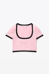 alexander wang contrast scoop neck tee in compact nylon light pink
