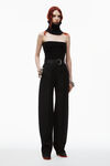 wool belted high waist belted trouser