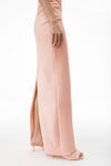 STRAPLESS COLUMN DRESS IN RUCHED VELOUR 