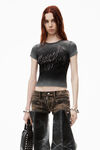 Alexander Wang washed ash crystal hotfix tee in ribbed jersey