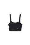 Alexander Wang black crystal hotfix cropped camisole in waffle knit
