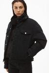 alexander wang 水洗黑色牛仔布夹棉机车夹克 washed black