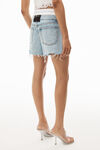 alexander wang logo elastic brief layer short in denim  pebble bleach