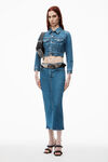 Alexander Wang deep blue midi pencil skirt in comfort stretch denim