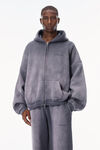 Alexander Wang washed purple 水晶烫钻拉链连帽衫