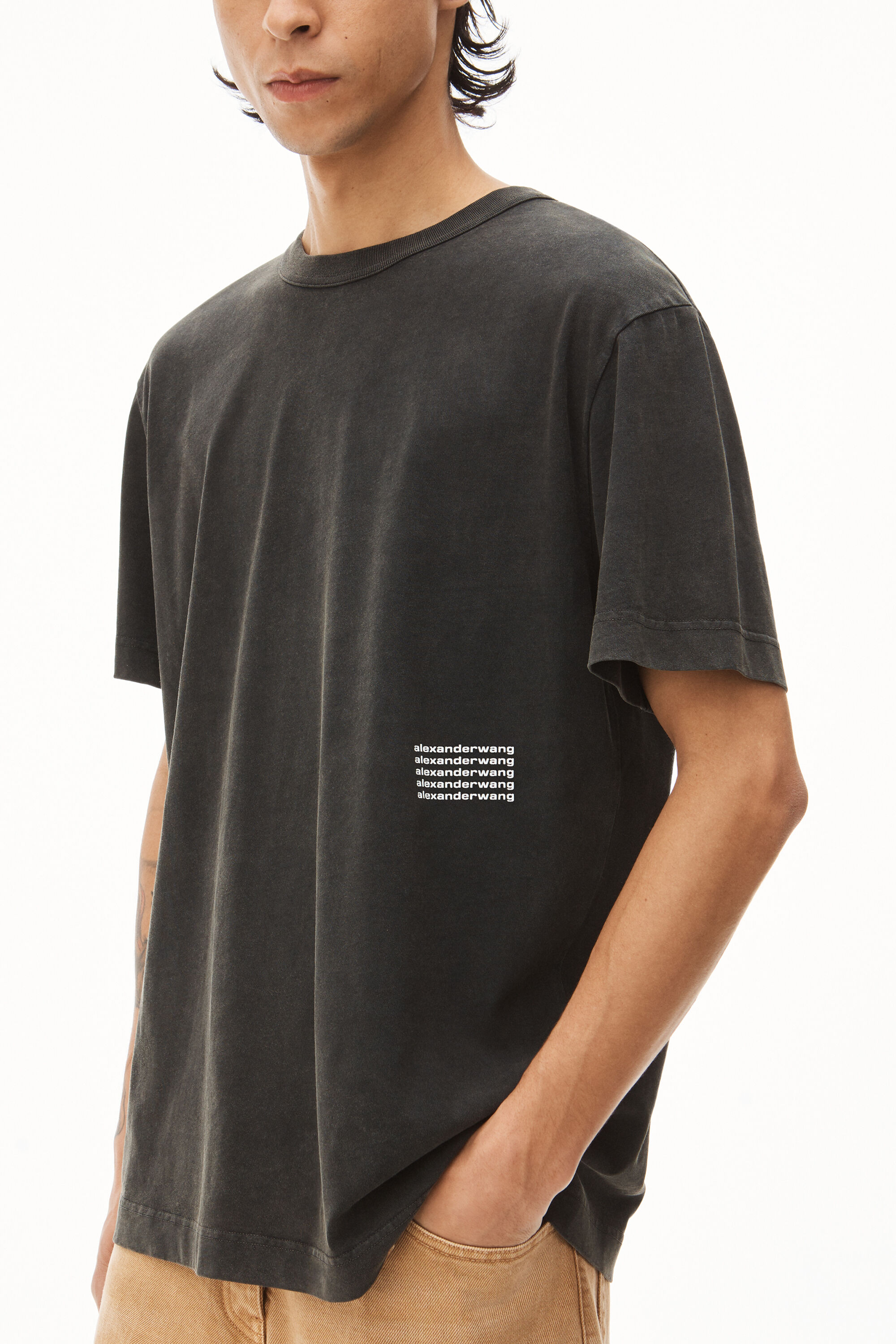 UNISEX ACID WASH TEE IN HIGH TWIST JERSEY