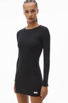 Alexander Wang black crystal hotfix long-sleeve loungewear minidress