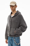 Alexander Wang vintage grey 男士棉质毛圈布加大款拉链连帽衫