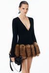 Alexander Wang black zip cardigan in faux fur-trimed wool