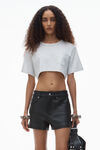 Alexander Wang light heather grey cropped pocket tee in high twist jersey