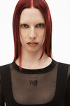 alexander wang short sleeve top in gauzy mesh black