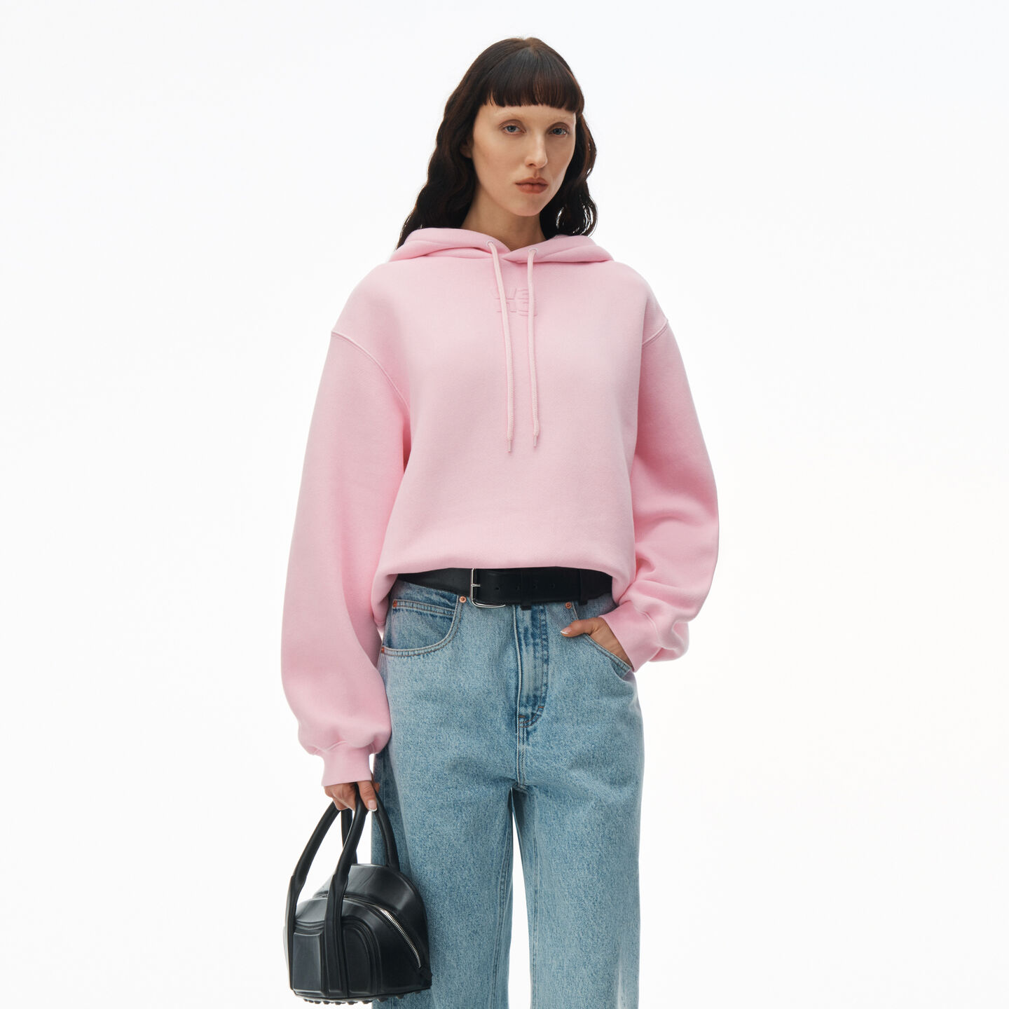 Alexander Wang Puff Logo Hoodie In Terry In Soft Candy Pink