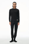 alexander wang unisex long sleeve in cotton waffle thermal  black