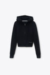 Alexander Wang black knit logo zip-up hoodie in fleece