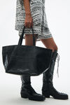 Alexander Wang black punch tote bag in crackle patent leather