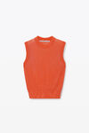 Alexander Wang fiery red mockneck tank in clear bead hotfix
