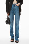 alexander wang ez mid-rise straight-leg jean in denim vintage medium indigo