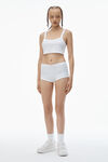 Alexander Wang white crystal hotfix short in waffle knit