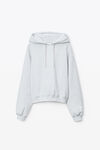 alexander wang puff logo hoodie in structured terry light heather grey