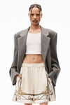alexander wang baroque boxer shorts in silk twill ivory multi