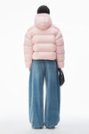 Alexander Wang light pink 短款格纹羽绒连帽衫