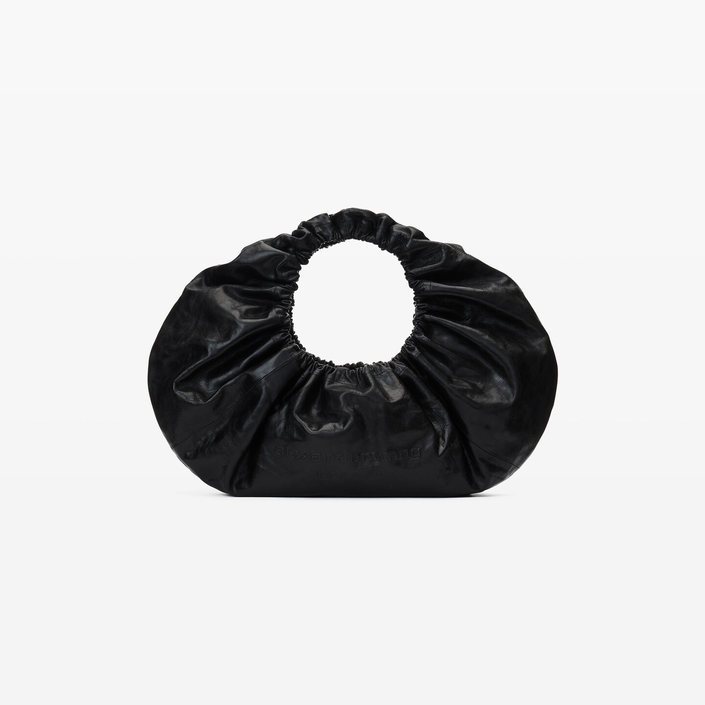 Alexander Wang Crescent Large Crackle Leather Shoulder Bag In Black