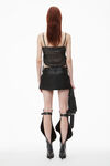 Alexander Wang black fitted skort with side slit in linen chintz