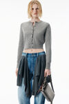 Alexander Wang heather grey cardigan in misto lana grigio con strass termoapplicati