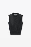 Alexander Wang black mockneck tank in clear bead hotfix