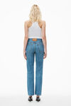 alexander wang fly high-rise stacked jean in denim vintage medium indigo